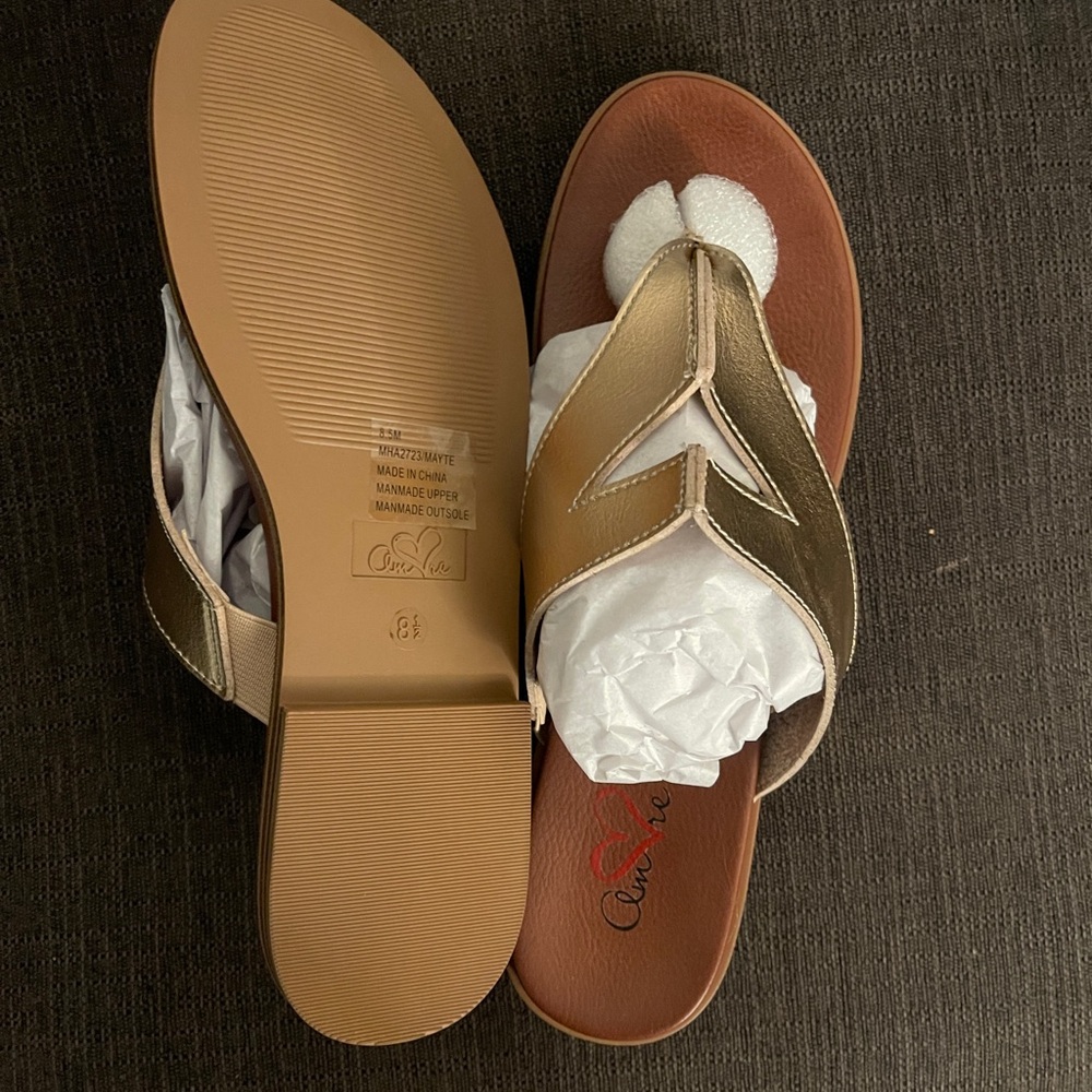 MIA Mayte Gold and Brown Sandals with Braided Straps - Picture 2 of 3